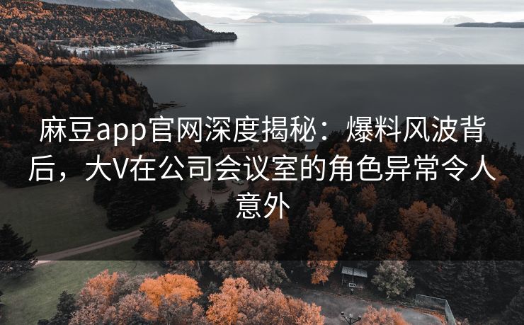 麻豆app官网深度揭秘：爆料风波背后，大V在公司会议室的角色异常令人意外